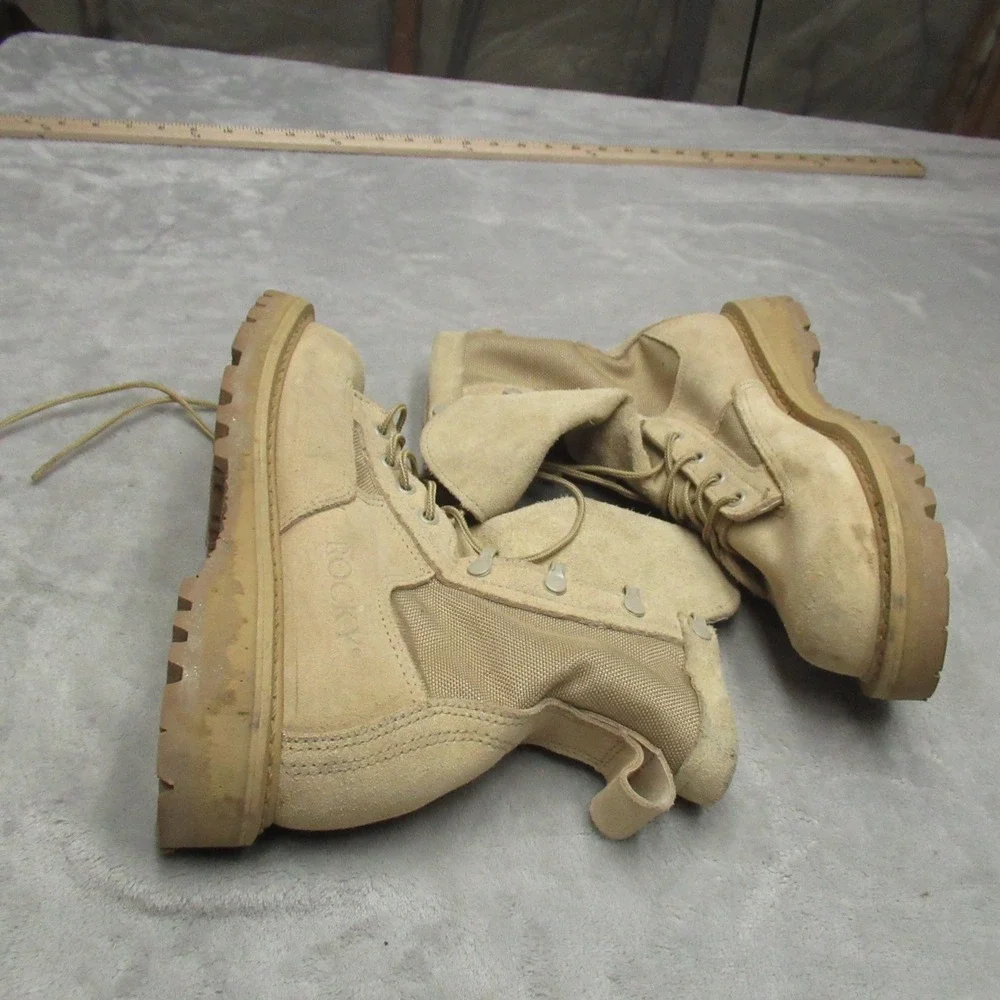 Rocky Combat Boots Mens 5.5 R Tan‎ Suede Gore-Tex Military Tactical Outdoor 790G